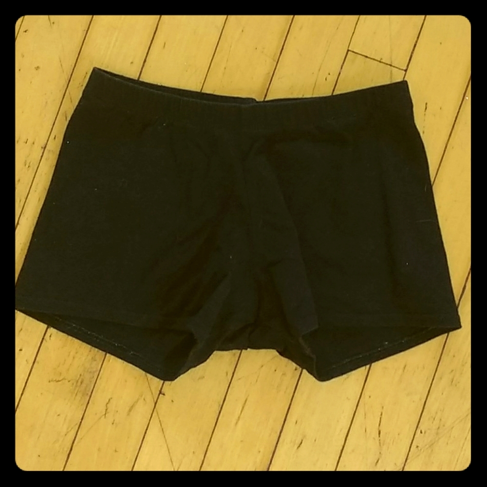 Black Dance Shorts labeled large, fit like xs/s